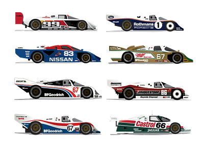 IMSA GTP auto racing gtp illustration imsa jaguar nissan porsche vector