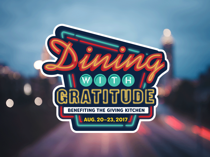 Dining With Gratitude atlanta diner sign logo design neon sign non profit the giving kitchen