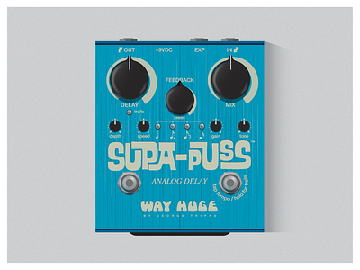 Way Huge Supa-Puss Analog Delay effects pedal. illustration guitar