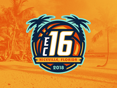 EC16 basketball beach florida palm tree sports logo