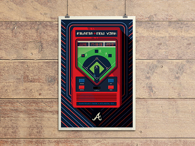 Braves Poster atlanta braves baseball baseball poster electronic baseball new york mets poster retro video game video game