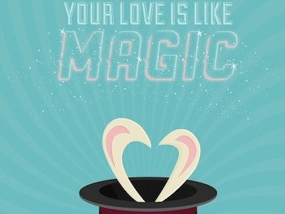 Magic bunny burst heart love magic pixie dust top hat