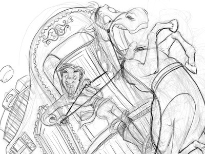Kids Book Illustration carriage gypsy horse illustration kids book sketch