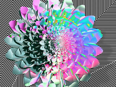 Spring flower — An artwork collage of 3D + computational art