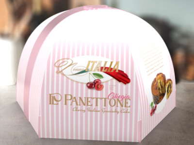 Cherry Panetonne box 3d design box design branding cake cake box packaging panettone pastries