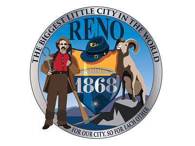 Reno Coat of Arms big horn sheep city logo city seal mining nevada reno silver union