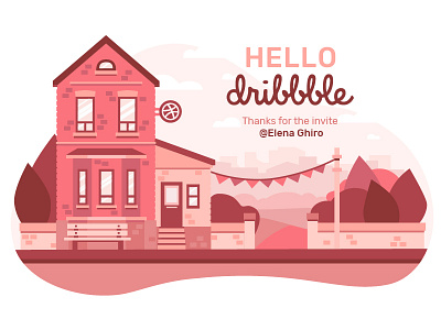 Hello Dribbble! debut hello home house illustration