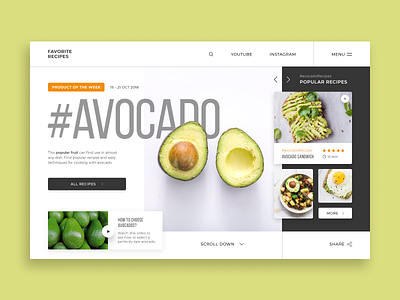 'Favorite Recipes' Web-site concept avocado concept dish food green recipe site ui web