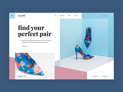 ALDO Shoes Web-site concept aldo blue concept design pastel pink shoes site store ui web