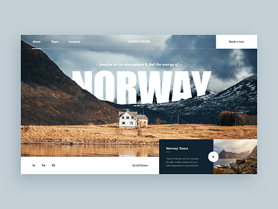 Norway Tours Web-site concept adventure atmosphere blue concept design house norway site tour travel ui web xd