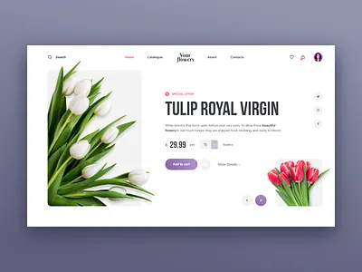 Flowers Store Web site Concept bouquet clean concept design flowers pink site store tulip tulips ui violet web xd