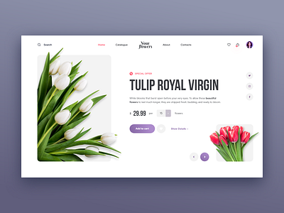 Flowers Store Web site Concept bouquet clean concept design flowers pink site store tulip tulips ui violet web xd