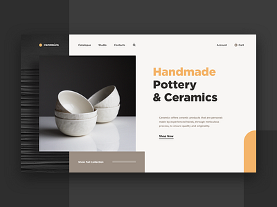 Pottery & Ceramics Web-site ceramics concept design handmade pottery site ui web xd