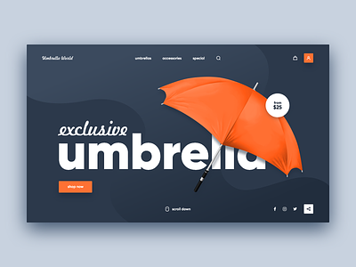 Umbrella Store Website Concept blue concept design orange site ui umbrella web xd