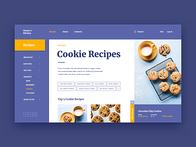 Hanna's Kitchen. Web site Concept concept cookie cookies design kitchen recipe recipes site ui violet web