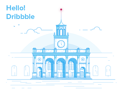 Hello Dribbble! architecture building debut firstshot illustrations terminal