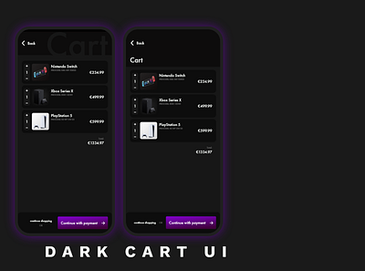 Dark Cart UI app dark app dark mode dark theme dark ui ui ui design