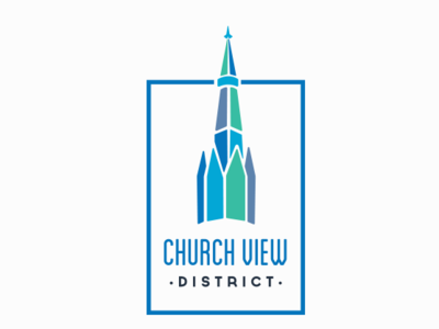 Churchview Logo blue church design logo logotype neighborhood norfolk stained glass typography