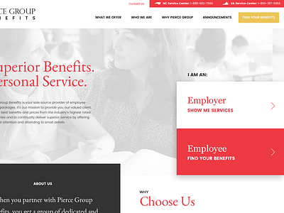 Pierce Group Homepage benefits brand hero parallax redeemer