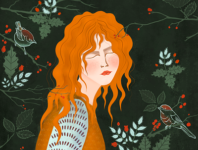 Redhead girl freework girl illustration procreate