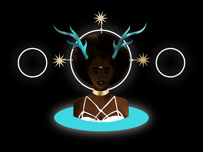 Mystical Moon Girl afro beautiful black woman cosmos downtempomusic drawing dtiys ebony illustration music photoshop sevdaliza stunning