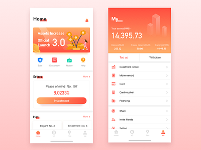 app design app finance financial home iphone x money orange red ui