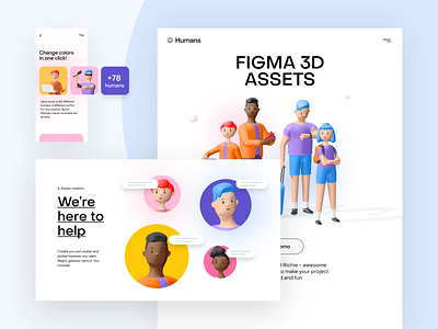 Humans 3d kit 3d app blender character characterdesign figma illustraion illustration design landing page