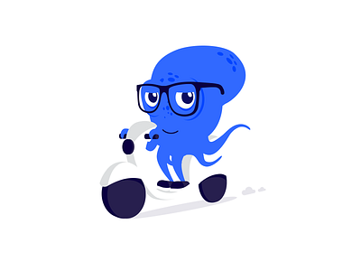 Octopus bike blue charachter design character illustration illustration art mascot octopus service transportation