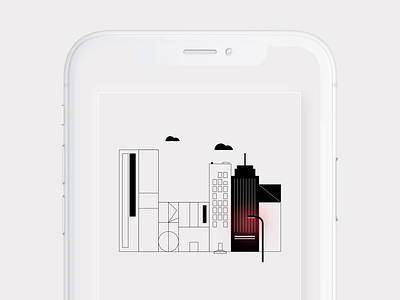 Mobile city illustration animation app button design illustration interface ios iphone ui ux