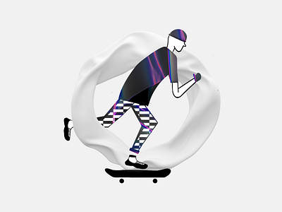 Skateboarder illustration 🛹 3d art black white character illustration multicolor photoshop procreate skate ui