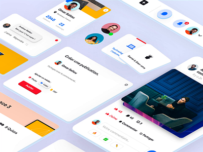 Social UI (App & Webdesign) 🌍 animation app branding design interaction interface ios isometric profil share social ux webdesign