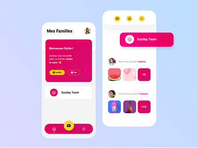 Sunday App 🥰 animation app button illustration interaction interface ios iphone photos pink share social app ui ux