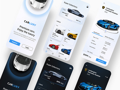 'Carluxy' premium car rental app design concept