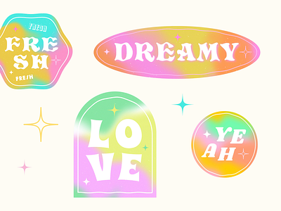 Retro Badges for GIPHY ✨ 70s 80s 90s animated gif animation colourful dreamy fresh gif gif animation giphy giphy sticker gradient katycreates love personal work retro stickers vibe yeah
