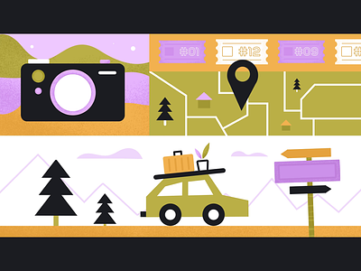 Animated Illustrations 🚙 after effects animated animated illustration animation colourful digital illustration feelgood graphic design illustration katycreates motion design motion graphics nostalgic retro travel