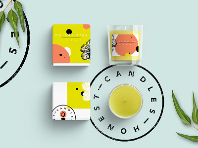 HONEST CANDLES - personal project candle candles colourfull design flower flowers illustration leaves mockup nature packaging personal personal project photoshop plants procreate