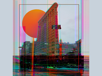 Sunset 2danimation abstract art architechture design flatiron glitch glitchart illustration motiongraphics poster sunset travel