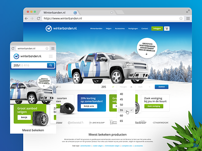 Webdesign of Winterbanden.nl car desktop identity online phone responsive tablet tires uxui webdesign website winter