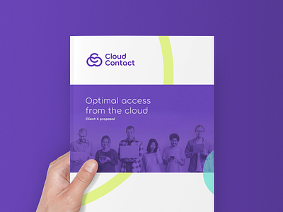 Optimal access from the cloud access branding brochure client cloud colors company contact hand identity leaflet logo network optimal print proposal purple