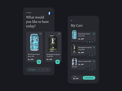 Beer App UI Concept - Dark Theme