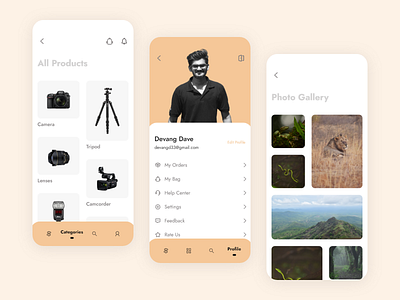 E-commerce App : Products, Profile & Gallery