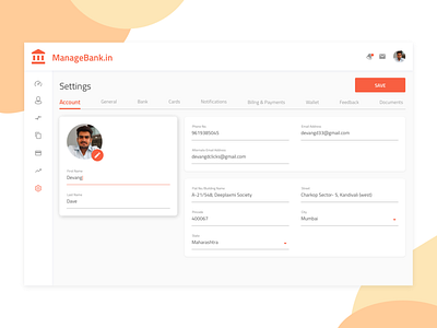Managebank.In Settings Screen account settings app banking banking app dashboad design dribbbble dribbble best shot dribbble debut material design profile design settings settings page tablet app typography ui uidesign user inteface ux web
