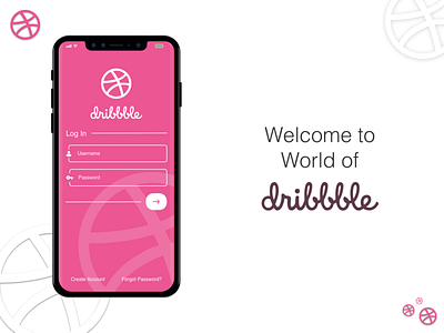 Dribbble Login Screen Design android app app art branding design dribbble dribbble app dribbble ball dribbble best shot dribbble login scrreen illustration login design login form logo typography ui uidesign user inteface ux vector