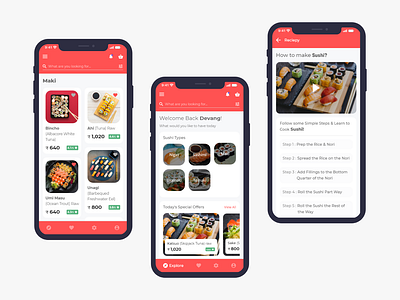 Products Screen User Interface app appui design dribbble best shot foodapp homepage homescreen ios rastaurantapp recipey restaurant sushi sushiapp sushiappchallenge typography ui uidesign user inteface ux xd