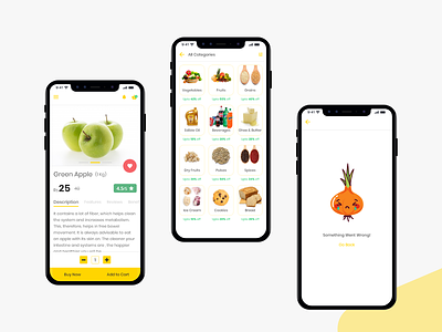 Groceee app - Product, Categories & Error appui categories category category icons category page design ecommerce error error message groceee grocery app online shopping online store product design product page products products page ui uplabs user inteface