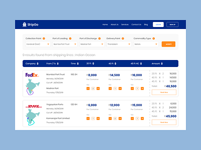 ShipGo Web UI cargo cargo port explore filters results search search engine search results searching shipment shipments shipping shipping management track shipment ui user inteface ux webdesign