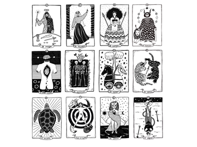 Tarot cards black and white drawing illustration procreate tarot tarot card
