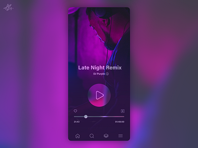 Music Player · App design app app design blur concept design dj ios mobile modern music night phone player purple remix ui ui design ux ux design vibrant colors