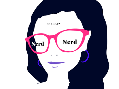 Girl with Glasses Nerd or Blind? graphic art illustration poster printdesign