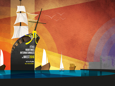 Poster for vessels festival in Brest boat design illustration ship vector vessel